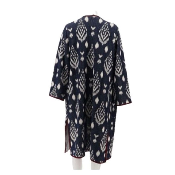 Antthony Knit Jacquard Duster Coat Navy Ivory- NWT - Picture 3 of 11